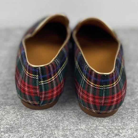 J‎ Crew Factory Plaid Flats Womens 7 Preppy Academic Tartan Slip On Shoes - Picture 8 of 15
